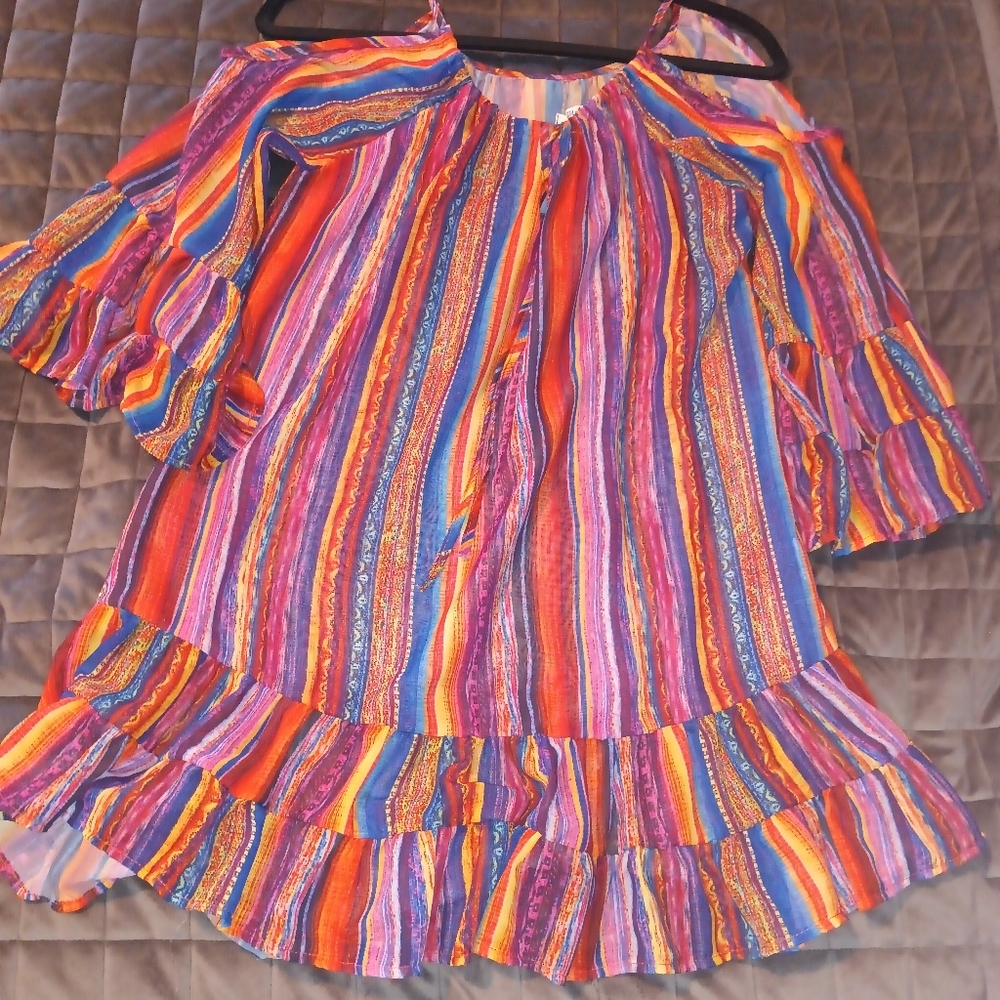 Colorful Striped Mini Dress